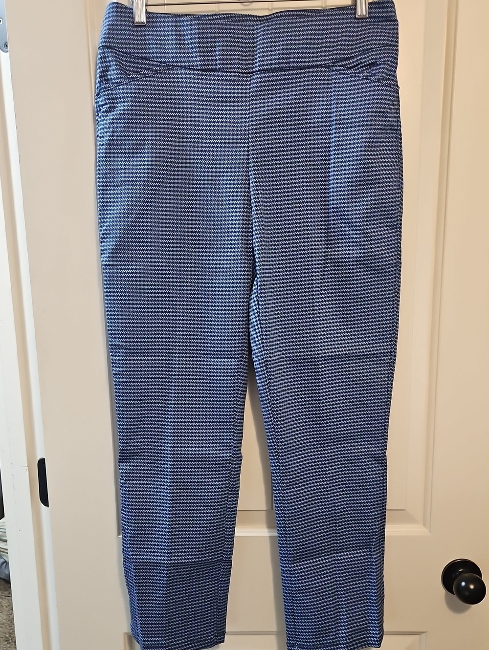 croft & barrow Navy and White Micro-Pattern Straight-Leg Trousers